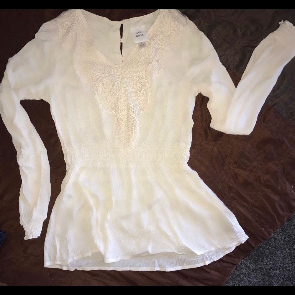 Romantic style ivory lace shirt